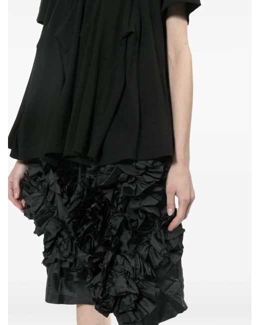 Comme des Garçons Black Ruffled Elasticated-Waist Shorts
