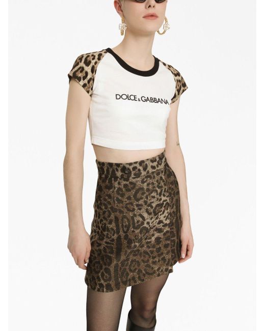 Dolce & Gabbana Black Leopard-sleeve T-shirt