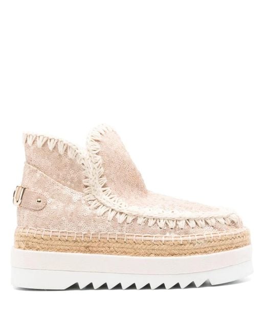 Mou Natural Sequined Boots