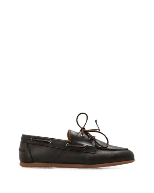 POSA White Milano Leather Boat Shoes for men