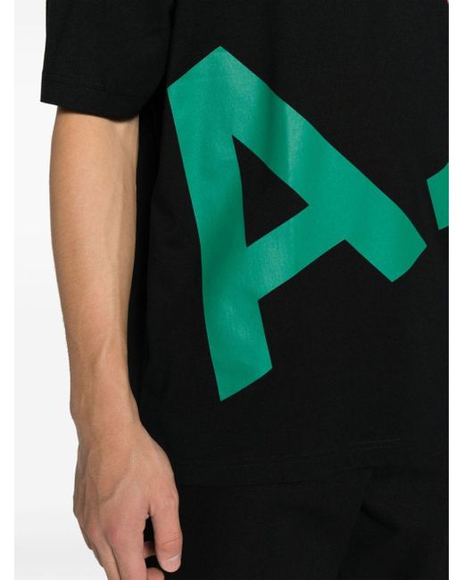 A.P.C. Black Logo-print Cotton T-shirt for men