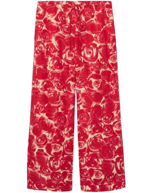 Pantalones con cordones y naturaleza estampada Burberry de color Red