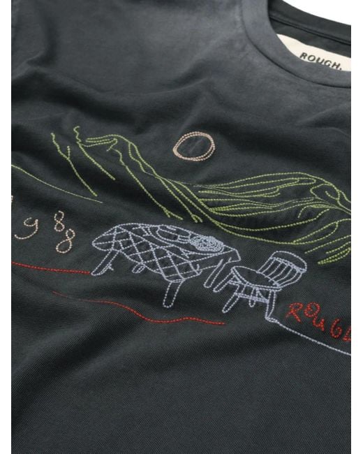 ROUGH Gray Embroidered-Logo T-Shirt