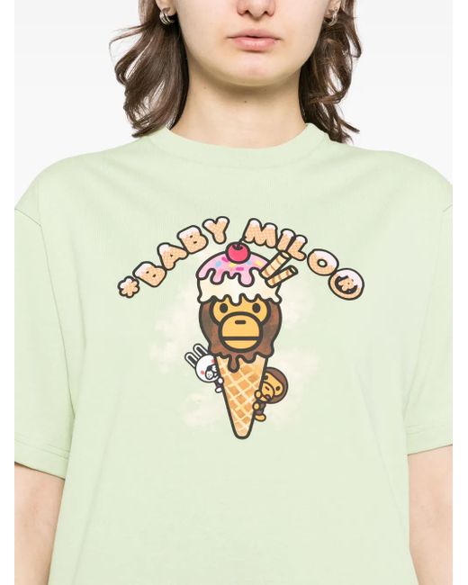 A Bathing Ape Green Graphic-Print T-Shirt