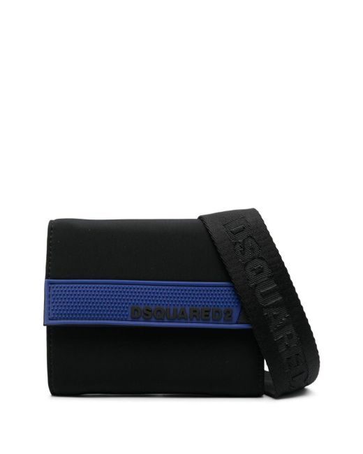 DSquared² Blue Rubberised-logo Wallet for men