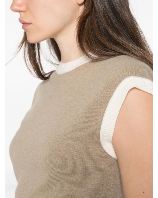 Bompard Natural Contrast-Trim Short-Sleeve Vest