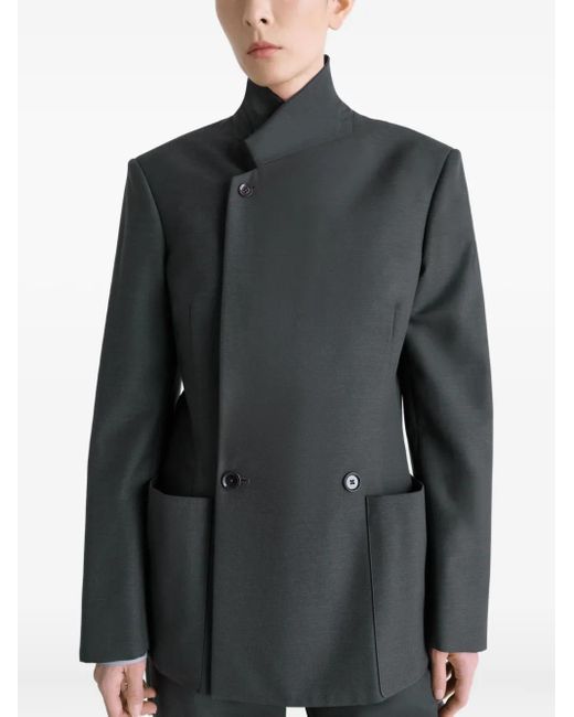 Lemaire Black Double-Breasted Patch-Pocket Blazer