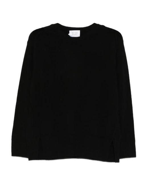 Be You Black Side-Split Cashmere Sweater