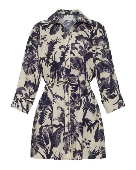 Vestido corto Henry con motivo floral Cara Cara de color White