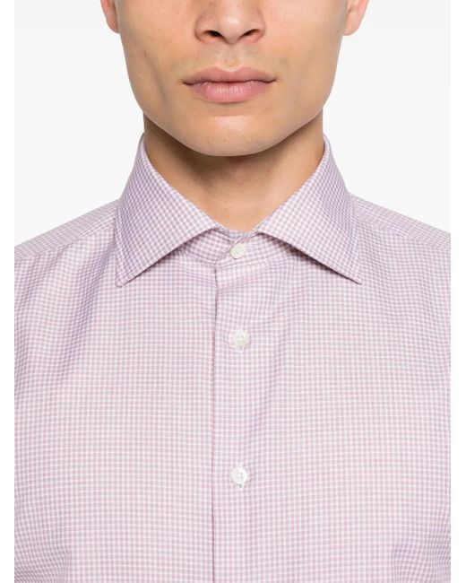 メンズ Canali チェック シャツ Pink
