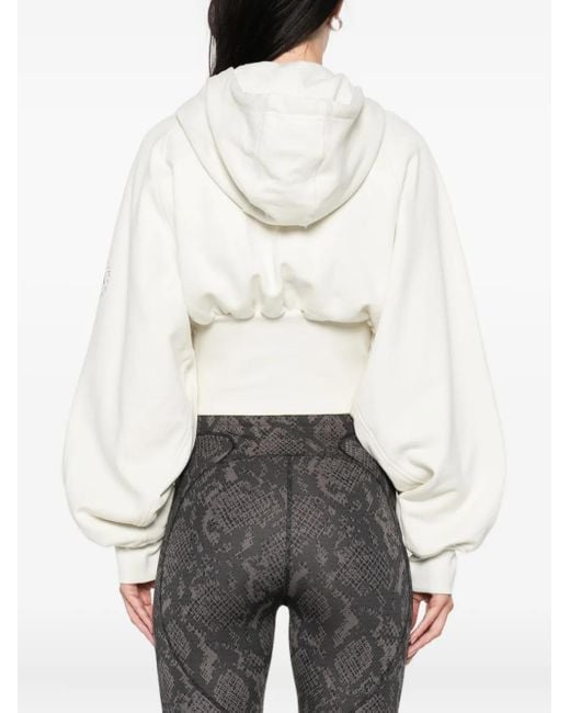 Top Crop Con Cappuccio di Adidas By Stella McCartney in White