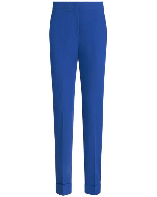 Etro Blue Cropped Stretch-cotton Trousers