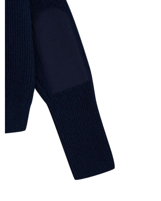 Gosha Rubchinskiy Blue Ribbed-Knit Patch-Detail Sweater