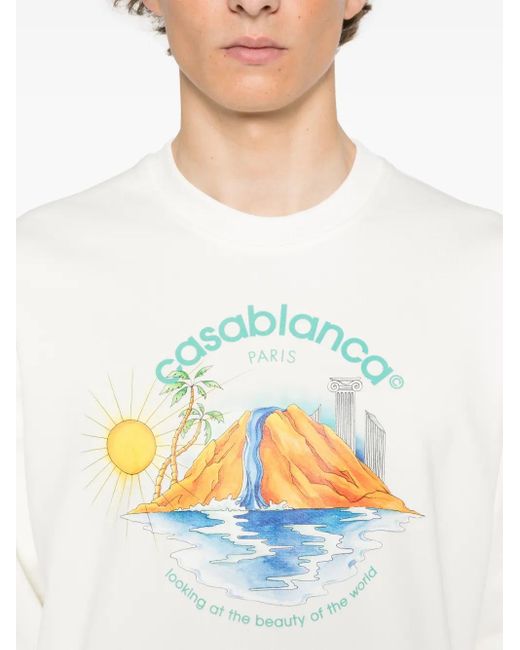 Casablanca White Oasis Printed Sweatshirt for men