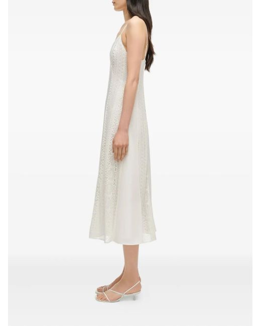 Jonathan Simkhai White Mina Lace-Insert Midi Dress