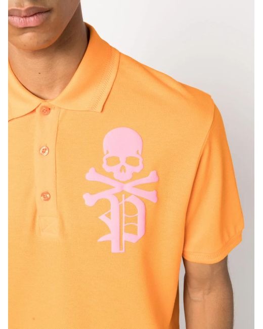Philipp Plein Yellow Polo À Imprimé Tête De Mort for men