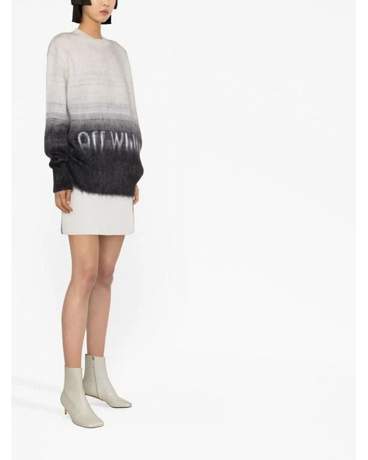 Off-White c/o Virgil Abloh Blue Intarsia-Logo Crew-Neck Jumper