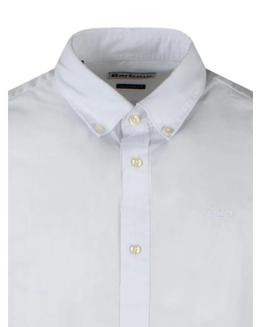 Barbour White Embroidered Button-Down Shirt for men