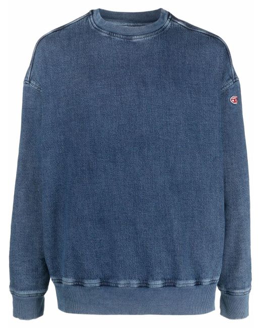 DIESEL Dkrib Track Denim Sweatshirt in Blue for Men Lyst
