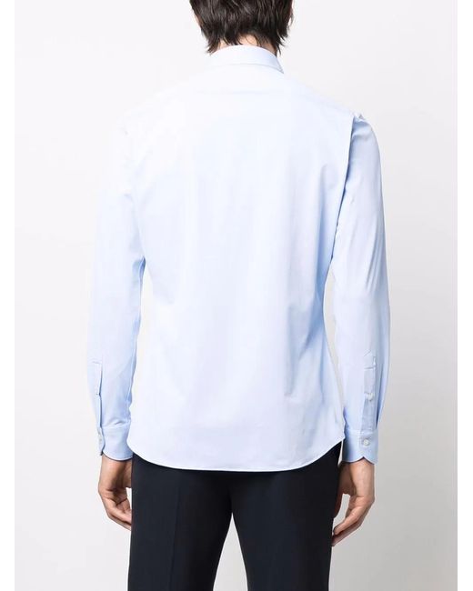 Xacus Blue Long-Sleeved Fitted Shirt for men