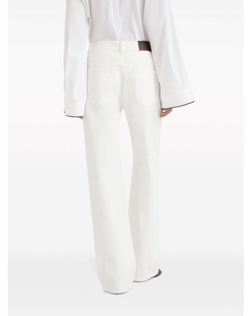 Brunello Cucinelli Mid Waist Jeans Met Wijde Pijpen in het White