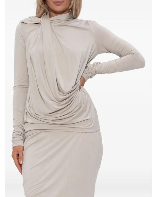 Entire studios White Draped Cowl-Neck Top