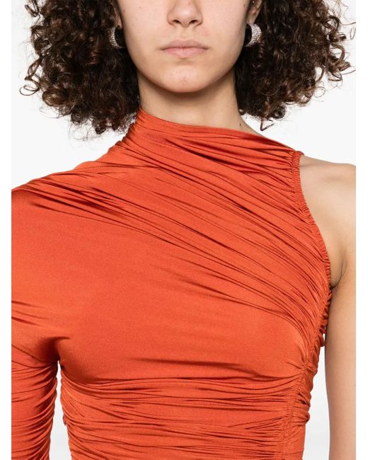 Mugler アシンメトリー シャーリングドレス Red