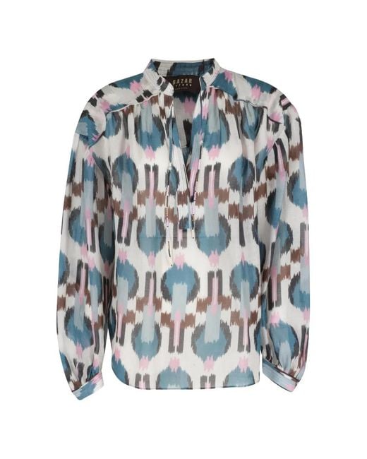 Bazar Deluxe Gray Ikat Tie Blouse
