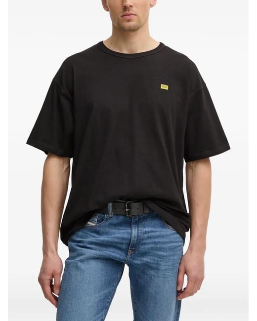 DIESEL Black Logo-Detail Cotton T-Shirt for men
