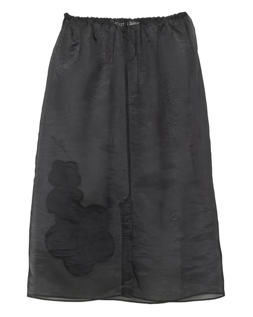 CECILIE BAHNSEN Black Bambi Floral-Embroidered Midi Skirt
