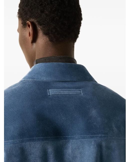 Zegna Blue Light Suede Blouson for men