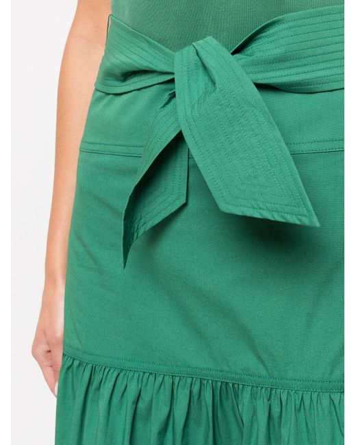 Veronica Beard Cotton Austyn Belted Midi Dress in Green | Lyst