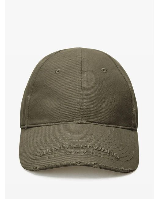 Alexander Wang Green Logo-Embroidered Distressed Baseball Cap