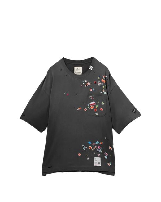 Maison Mihara Yasuhiro Black Embellished Graphic T-Shirt for men