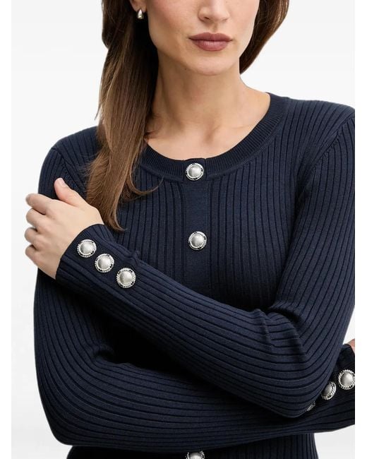 MARC AUREL Blue Ribbed-Knit Cardigan