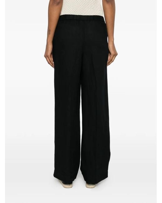 Gant Black Elasticated-Waistband Wide-Leg Trousers