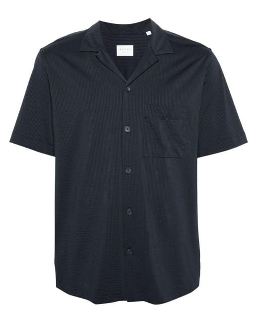 Xacus Blue Camp-collar Seersucker Shirt for men