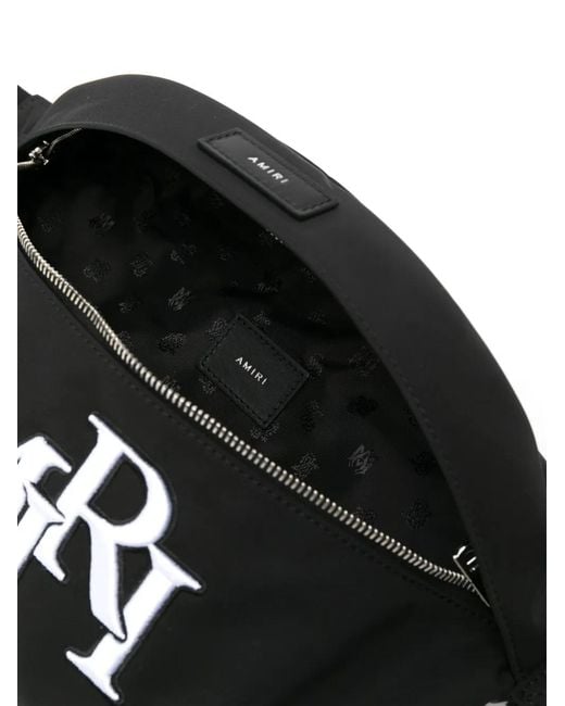 Amiri Black Staggered Logo-Embroidered Belt Bag for men
