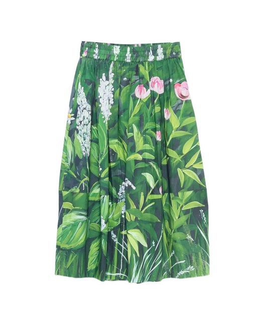 TALKING WALLS Green Juju Liane Floral Midi Skirt