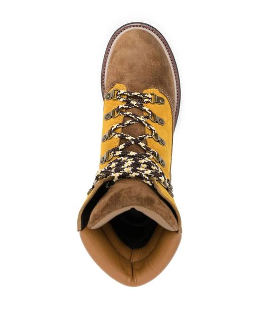 Tory Burch Brown Colour-Block Panelled Leather Ankle Boots