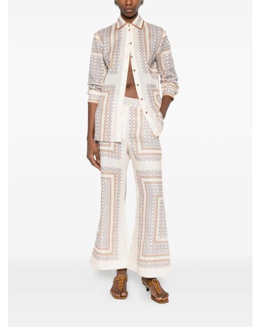 Zimmermann White Patterned Collection Trousers