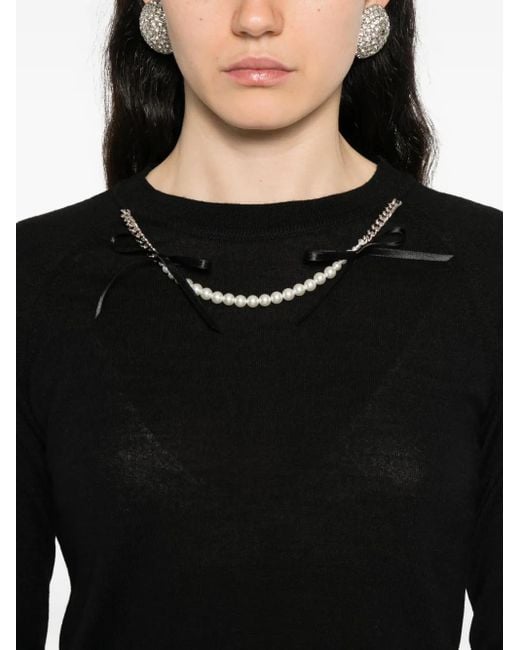 Simone Rocha Black Pearl-Embellished Sweater