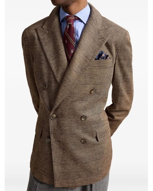 Polo Ralph Lauren Brown Polo Soft Double-Breasted Check Jacket for men