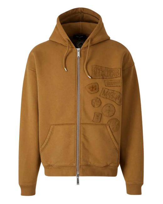 DSquared² Brown Logo-Patch Zip-Up Hoodie for men
