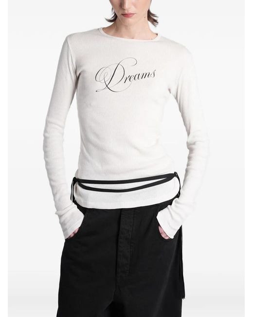 Ann Demeulemeester White Fiene Ribbed-Knit Long-Sleeve T-Shirt