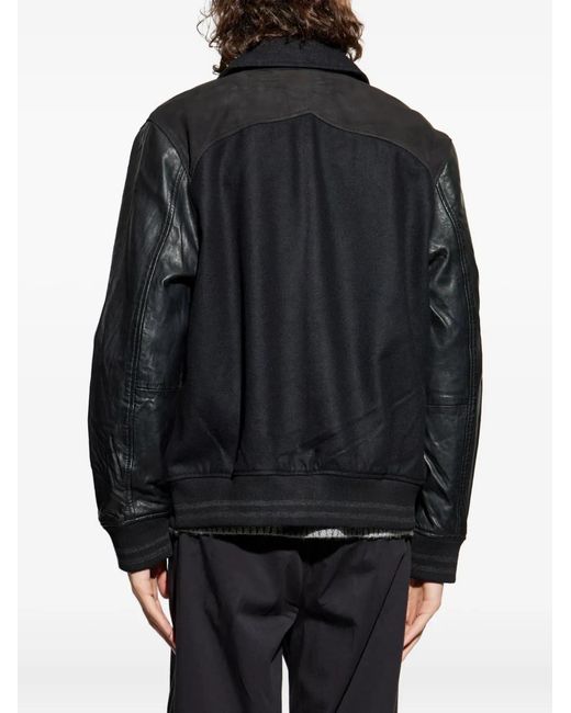 AllSaints Black Endleton Leather Panelled Jacket for men