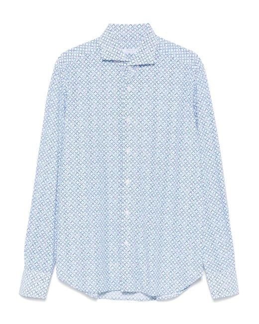 Orian Blue Floral-Print Shirt for men