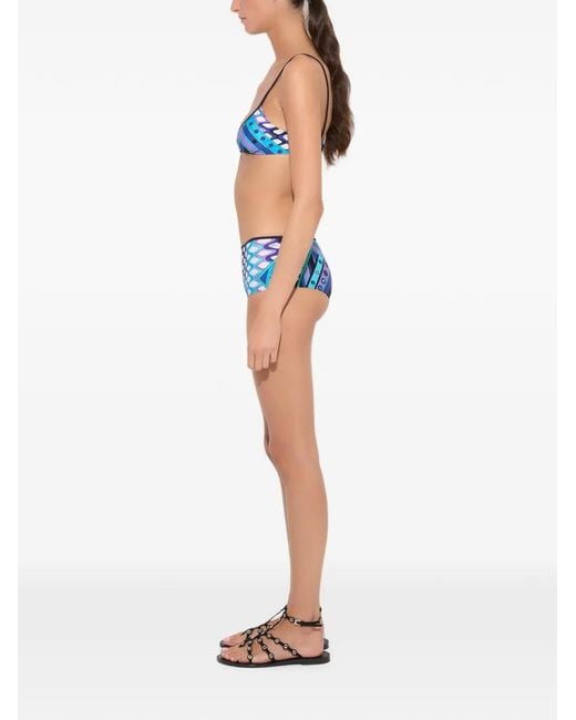 Emilio Pucci Blue Vivara-Print Balconette Bikini Top