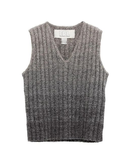 ERL Gray V-Neck Ribbed Top for men