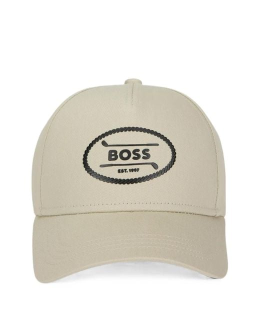 Boss Gray Logo-Patch Baseball Cap for men